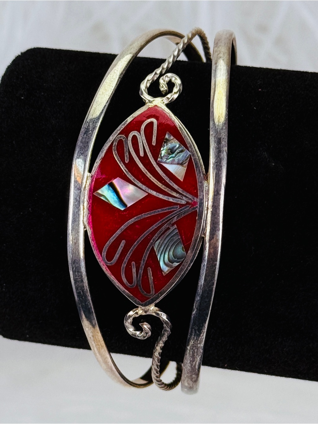 Beautiful Silver Signed Alpaca Mexico Costume Cuff, Vintage Bracelet